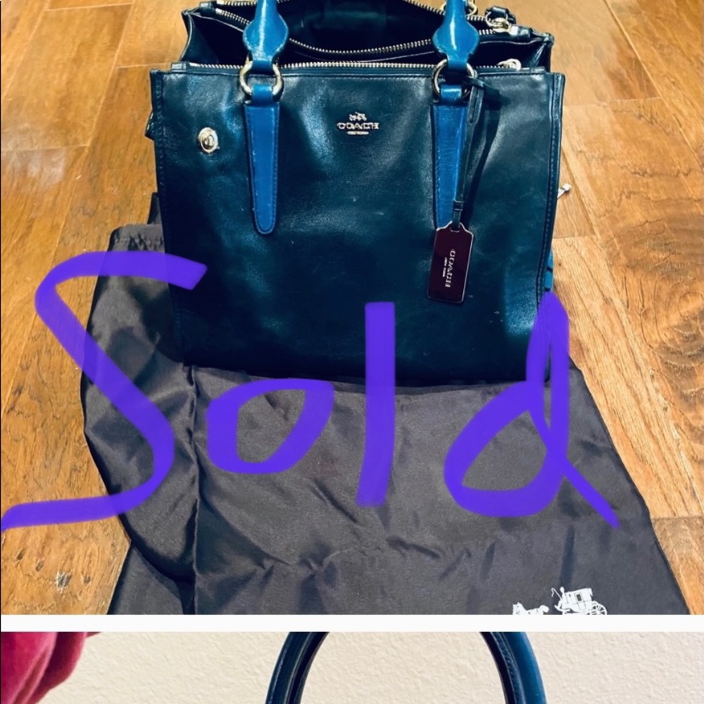 Authentic Coach Purse- navy blue and snake skin